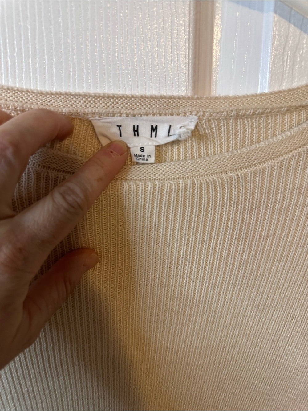 THML Anthropology Cream Ribbed Knit Crew Sweater - Picture 4 of 6
